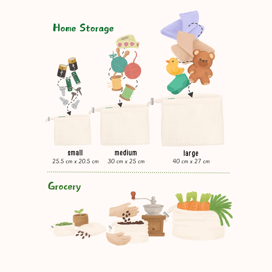 Set of 8 Organic Produce Bags