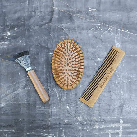 On-The-Go Bamboo Hair Brush Set