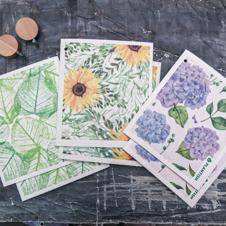 Floral Bursts - Swedish Sponge Cloth Set + Hook-2